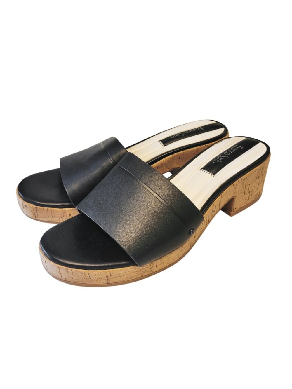 Franco Sarto Pony Cork Block Heel Platform Slide Sandal